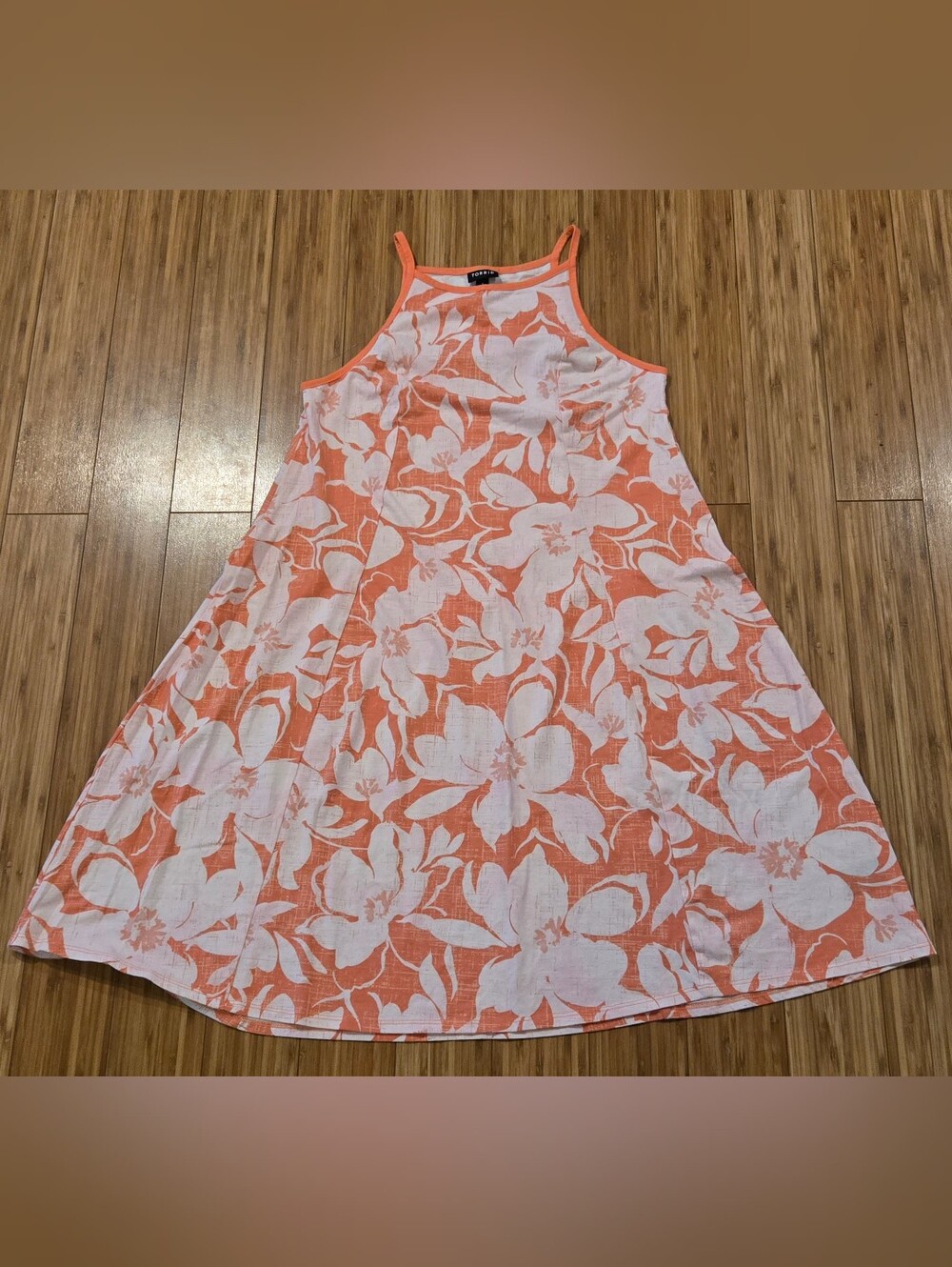 Torrid Women's Orange & White Floral Halter Sundress